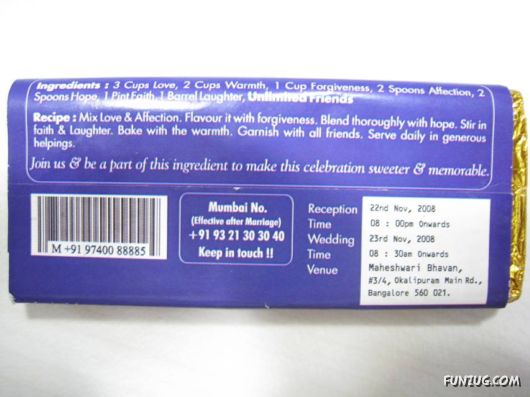 Creative Cadbury Wedding Invitation